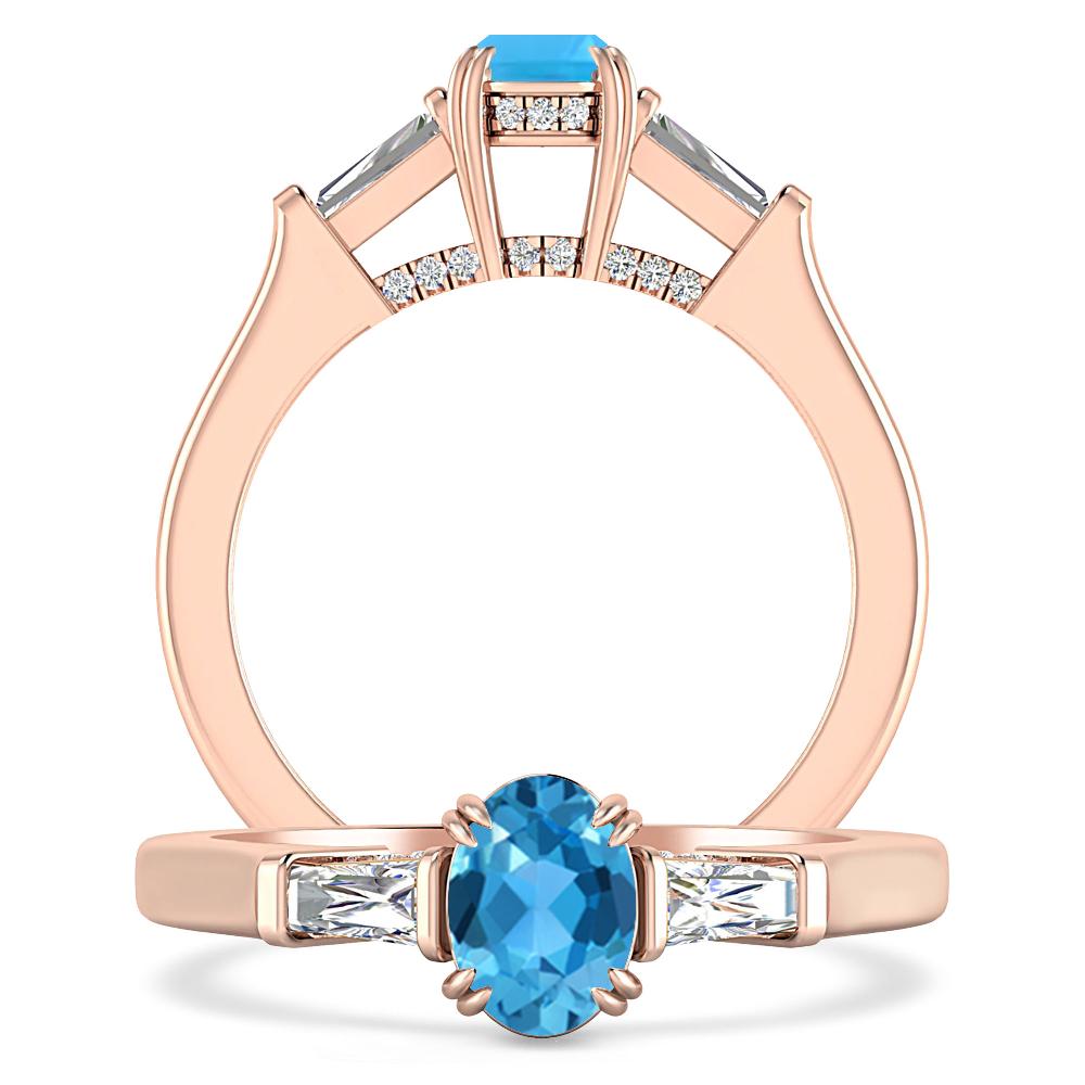 Rose Gold - Blue Topaz