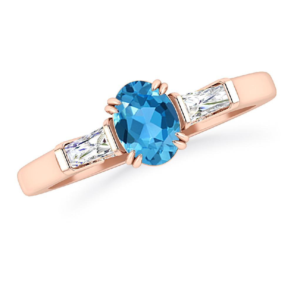 Rose Gold - Blue Topaz