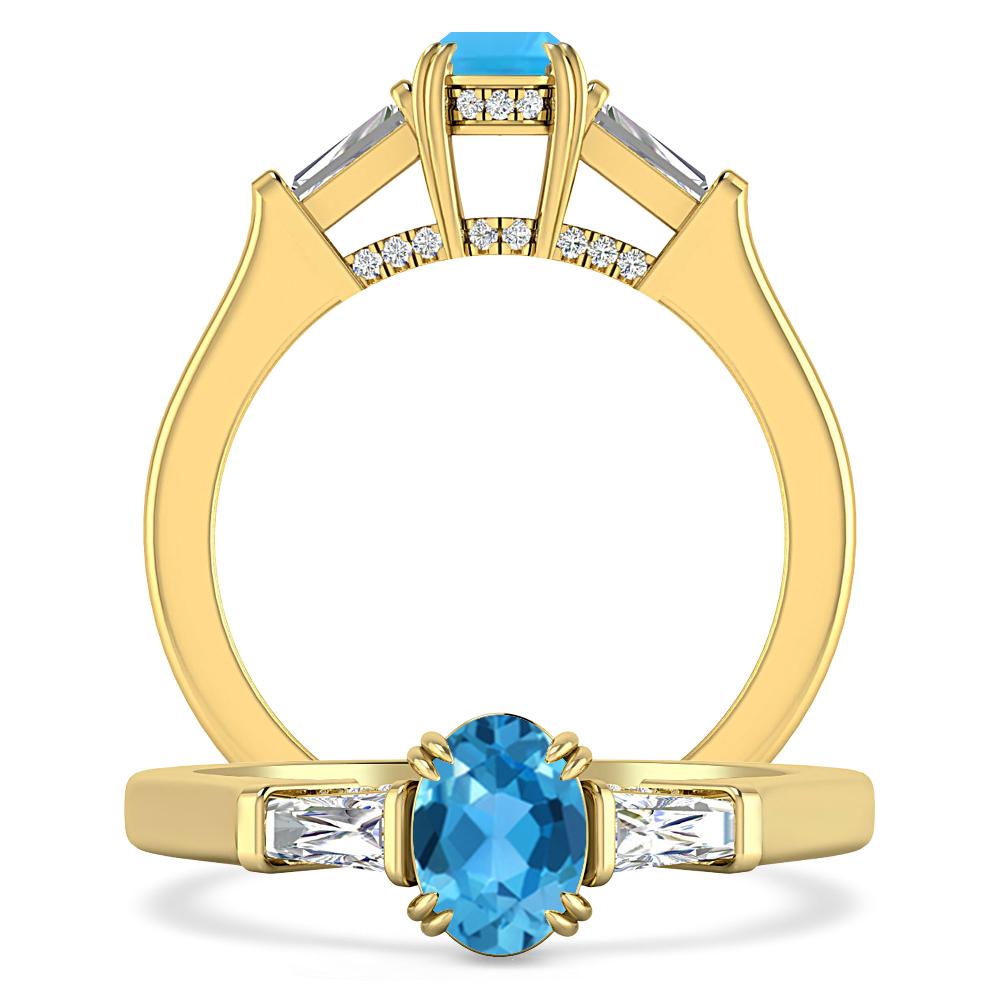 Yellow Gold - Blue Topaz