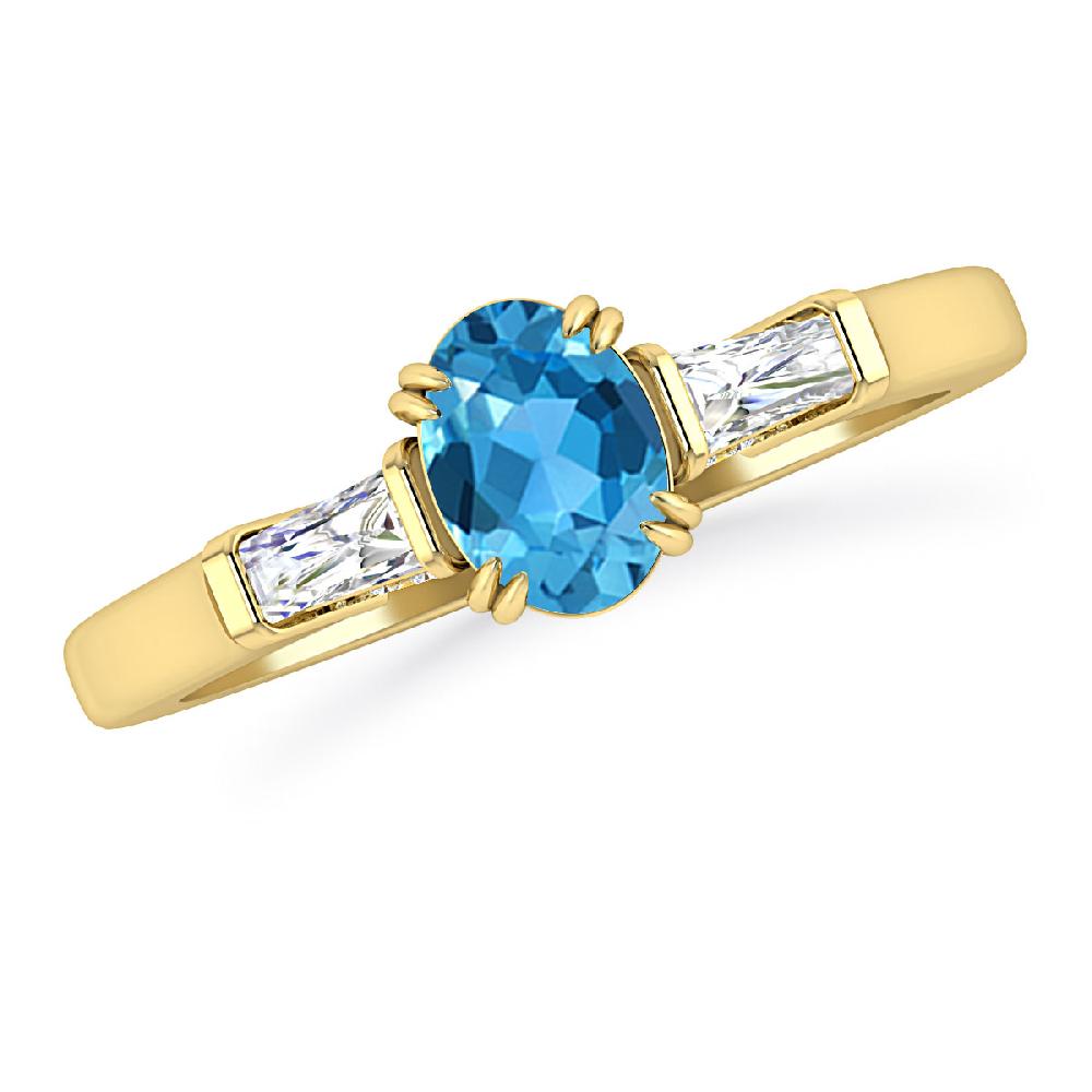 Yellow Gold - Blue Topaz