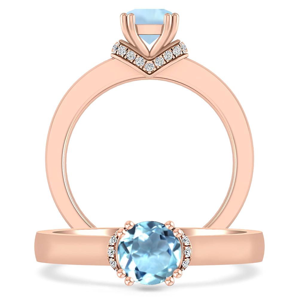 Rose Gold - Aquamarine