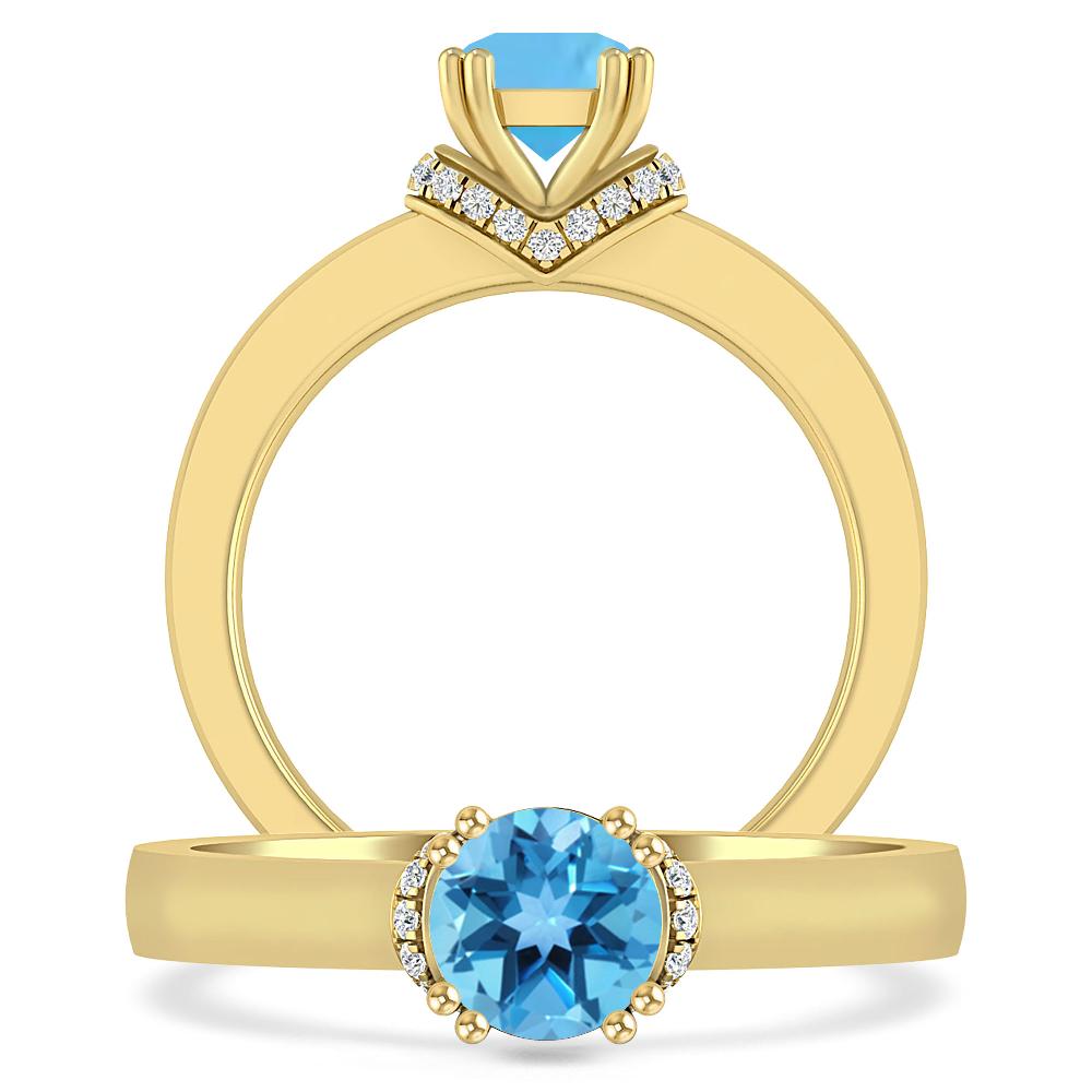 Yellow Gold - Blue Topaz