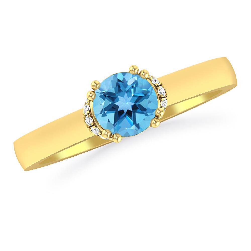 Yellow Gold - Blue Topaz