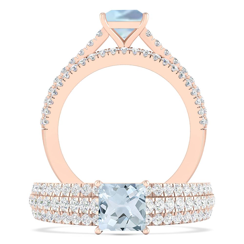 Rose Gold - Aquamarine