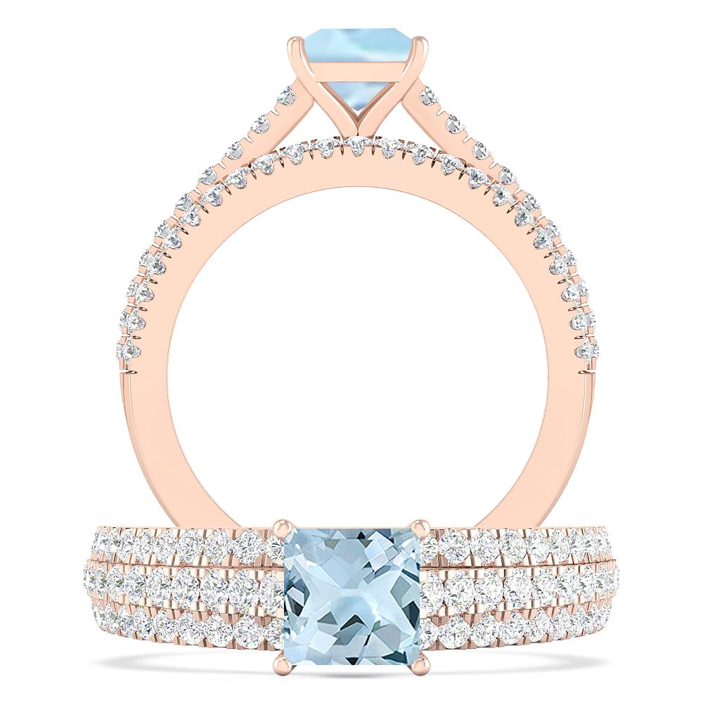 Rose Gold - Aquamarine