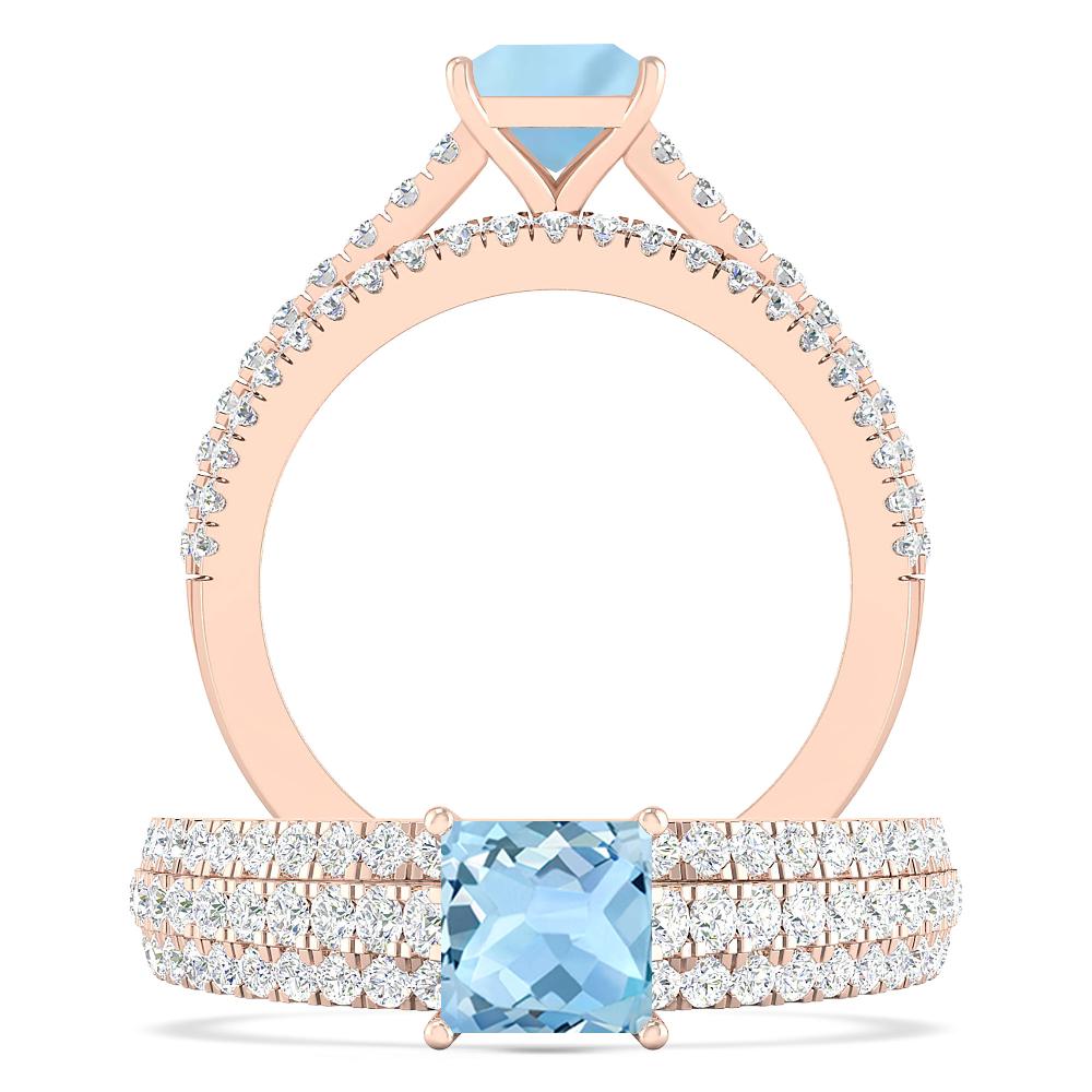 Rose Gold - Aquamarine