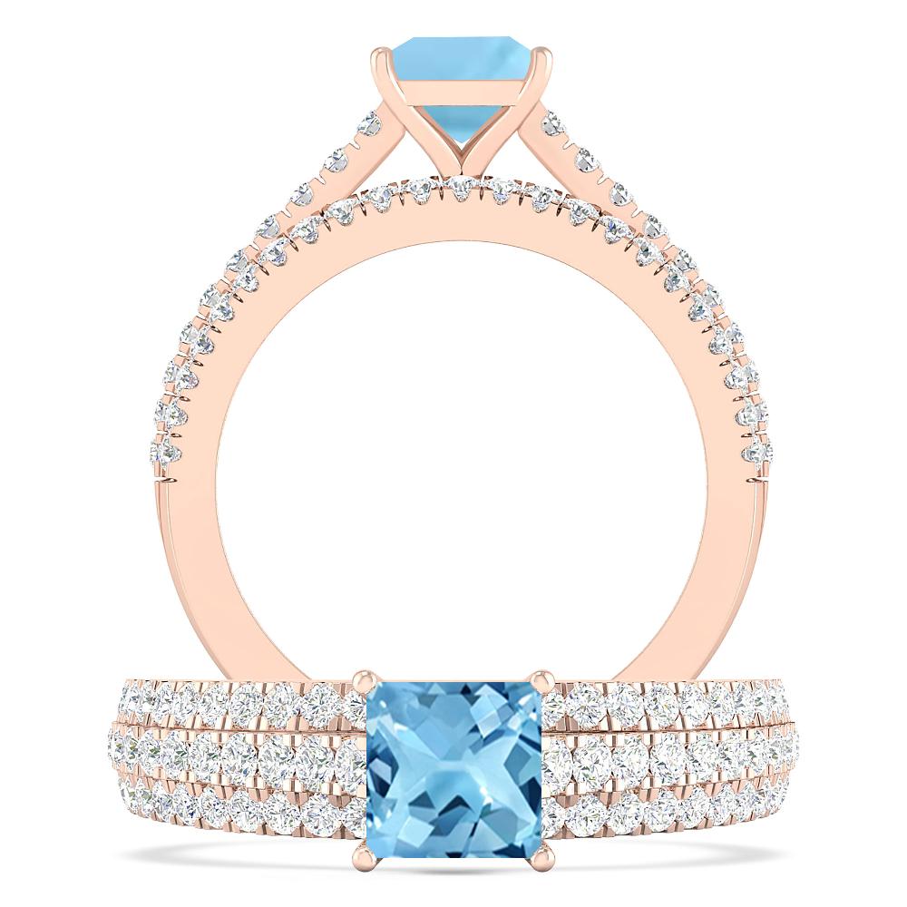 Rose Gold - Blue Topaz