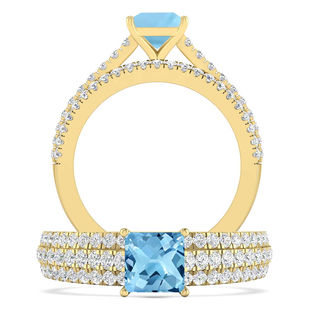 Yellow Gold - Blue Topaz