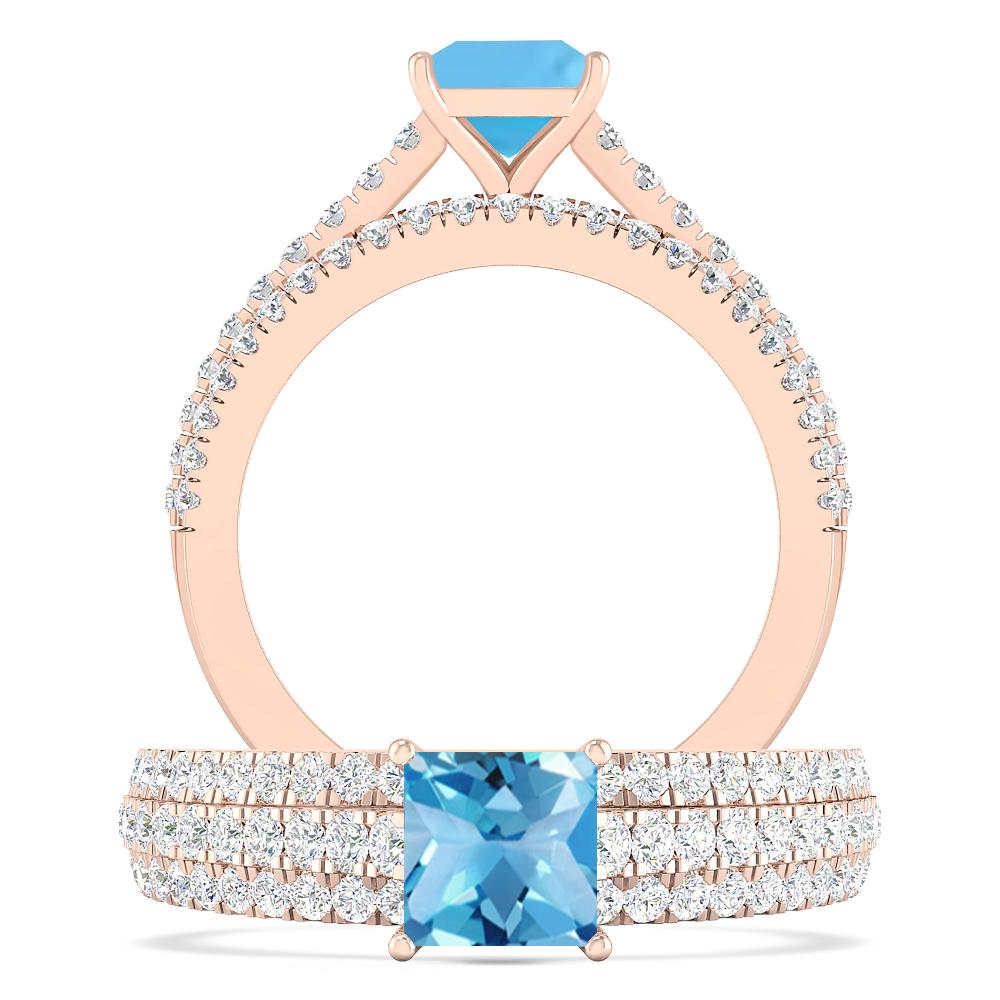 Rose Gold - Blue Topaz