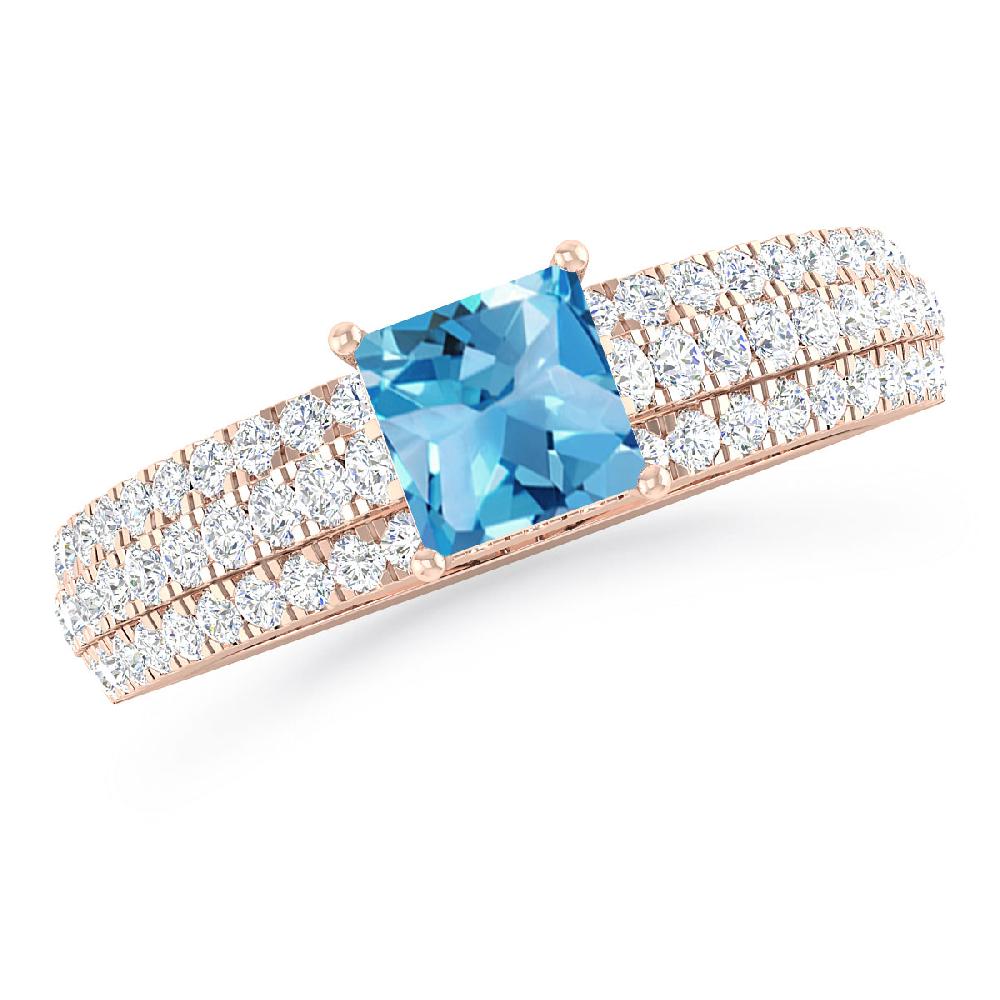 Rose Gold - Blue Topaz