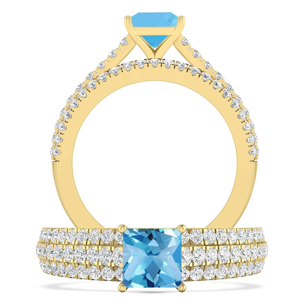 Yellow Gold - Blue Topaz