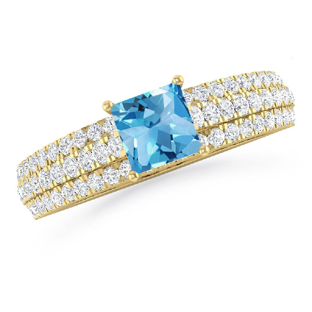 Yellow Gold - Blue Topaz