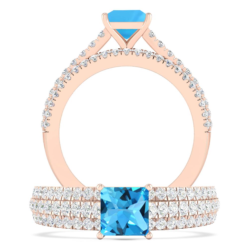 Rose Gold - Blue Topaz