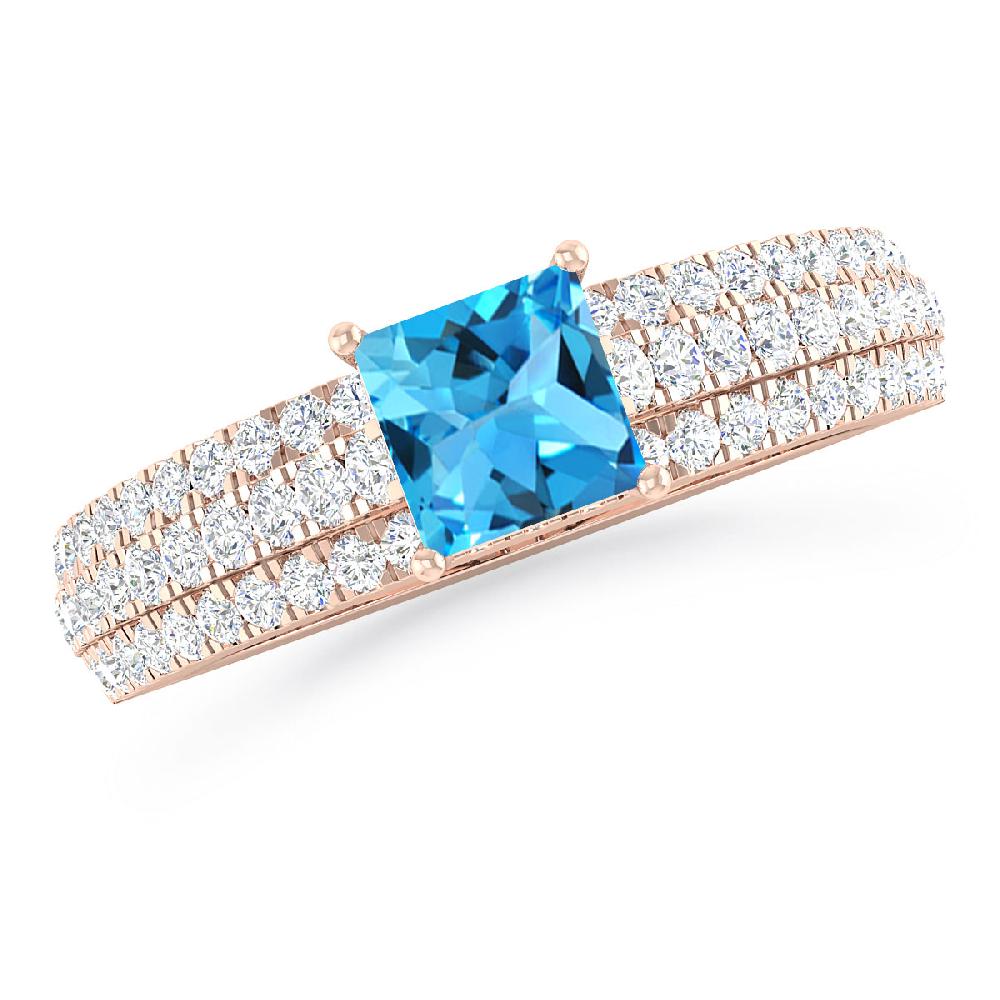 Rose Gold - Blue Topaz