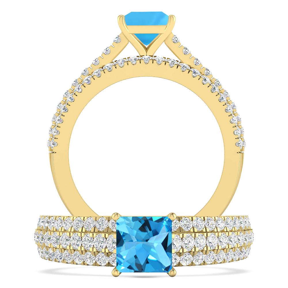 Yellow Gold - Blue Topaz