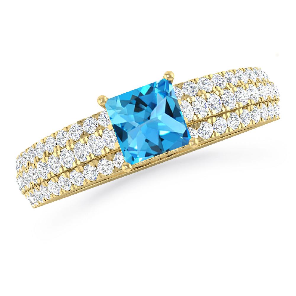 Yellow Gold - Blue Topaz