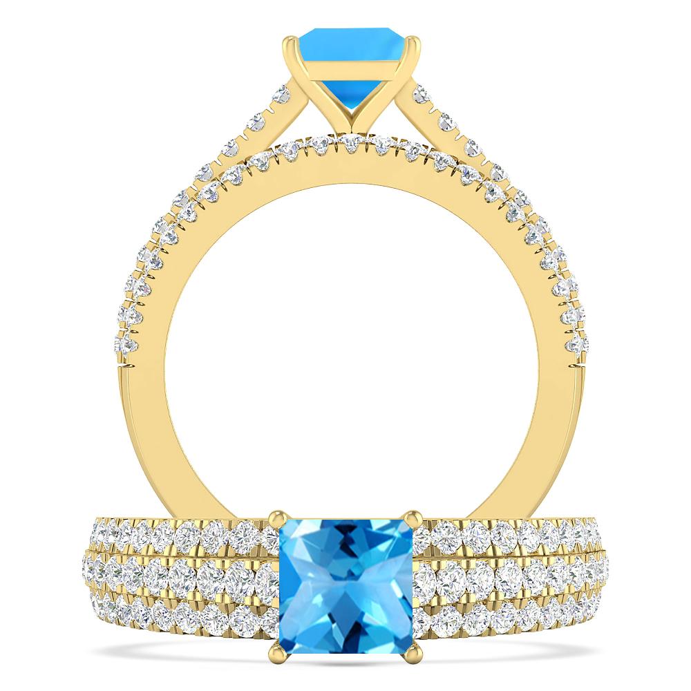 Yellow Gold - Blue Topaz