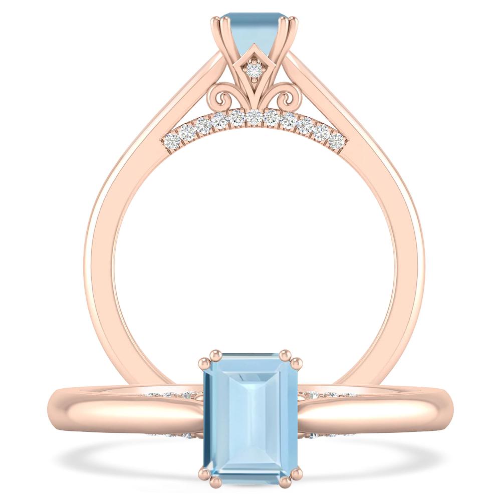 Rose Gold - Aquamarine