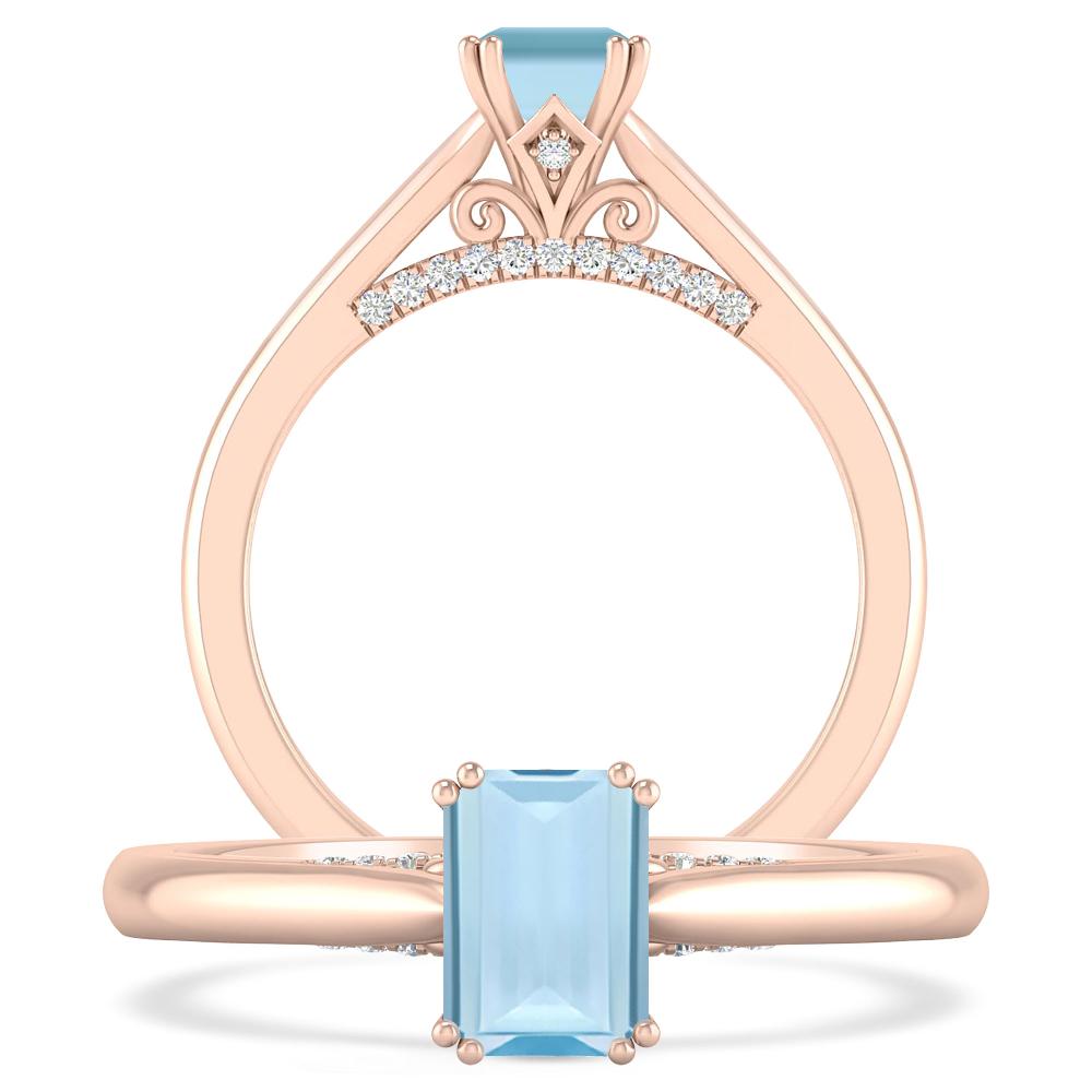 Rose Gold - Aquamarine