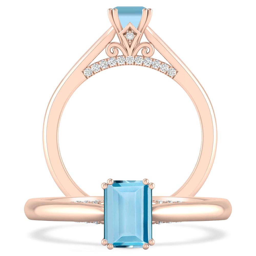 Rose Gold - Aquamarine