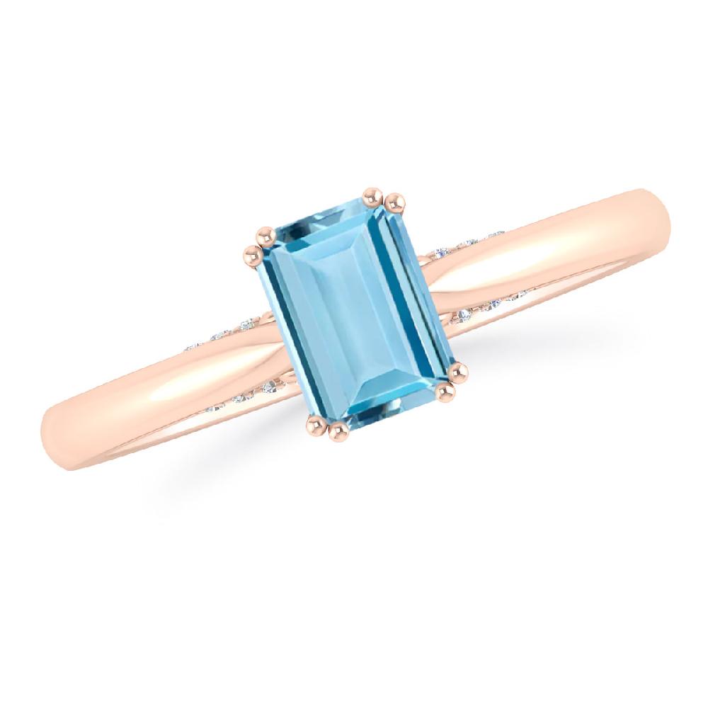 Rose Gold - Aquamarine