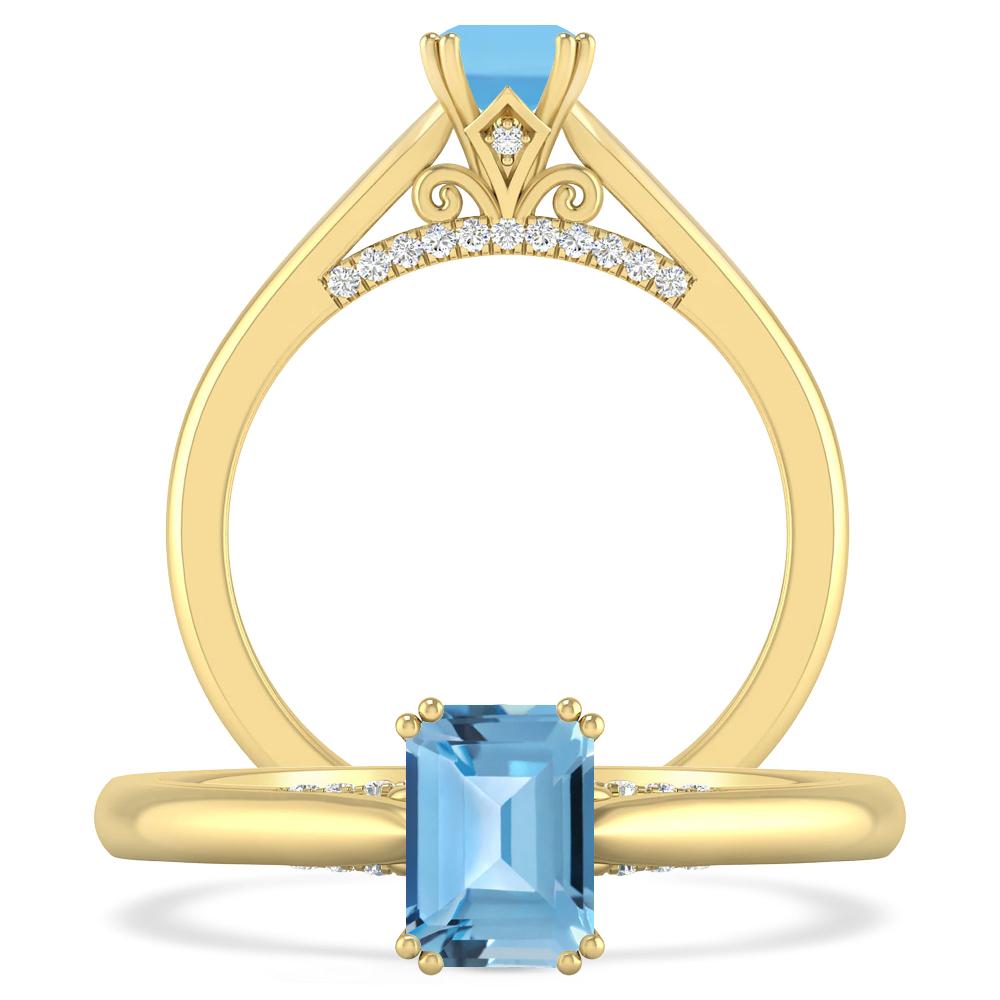 Yellow Gold - Blue Topaz