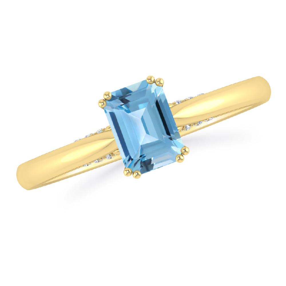 Yellow Gold - Blue Topaz