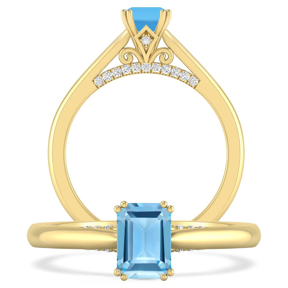 Yellow Gold - Blue Topaz