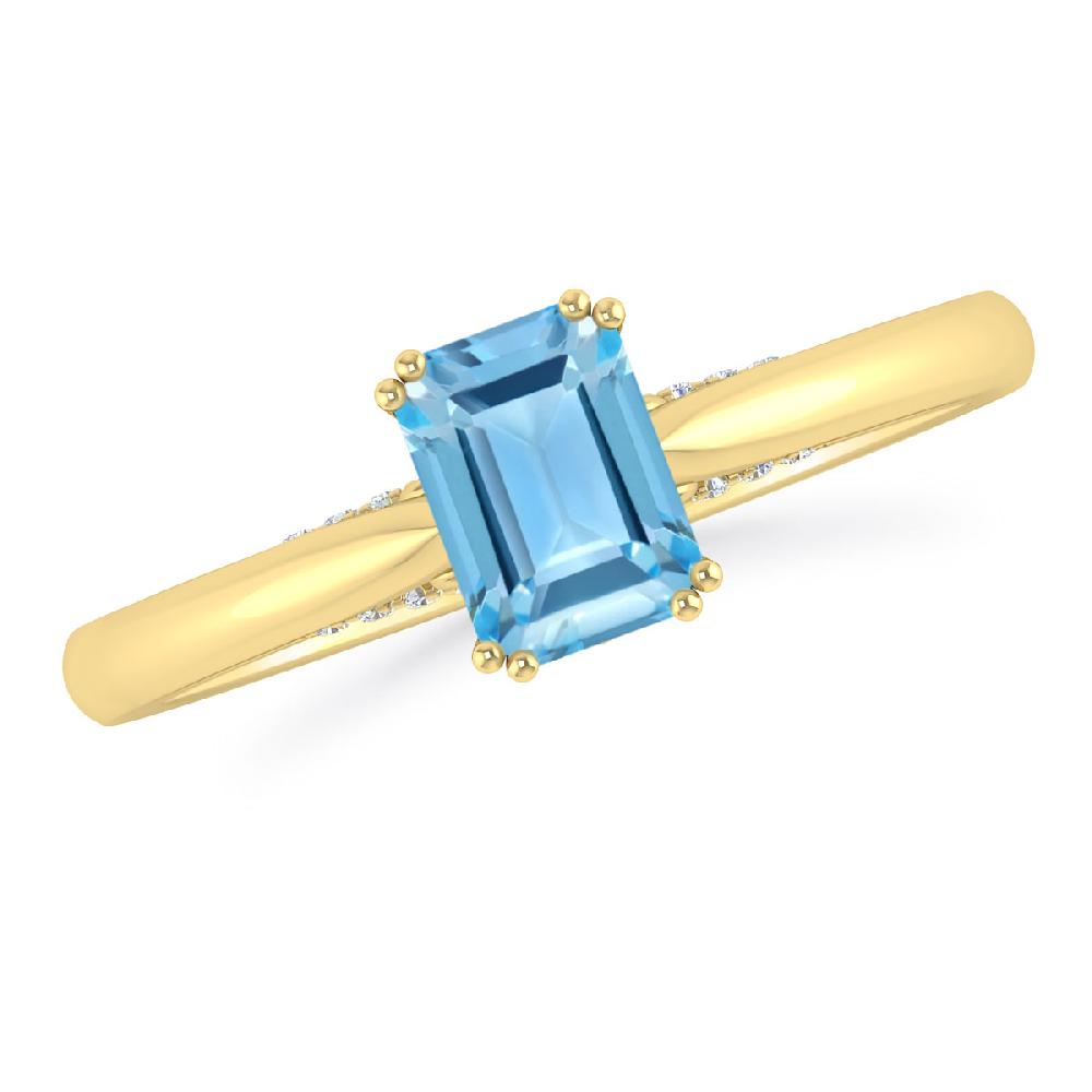 Yellow Gold - Blue Topaz