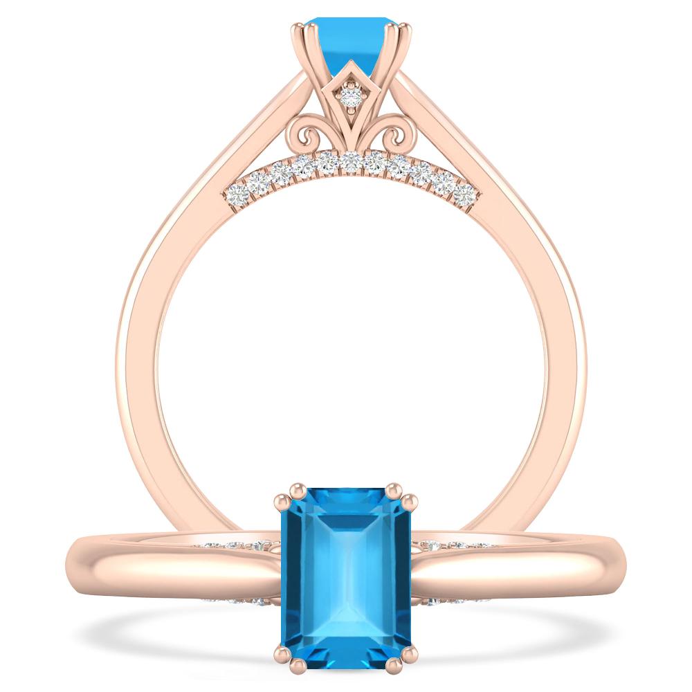 Rose Gold - Blue Topaz