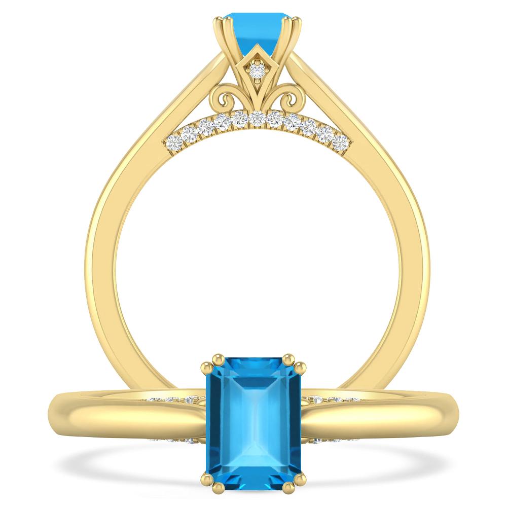 Yellow Gold - Blue Topaz