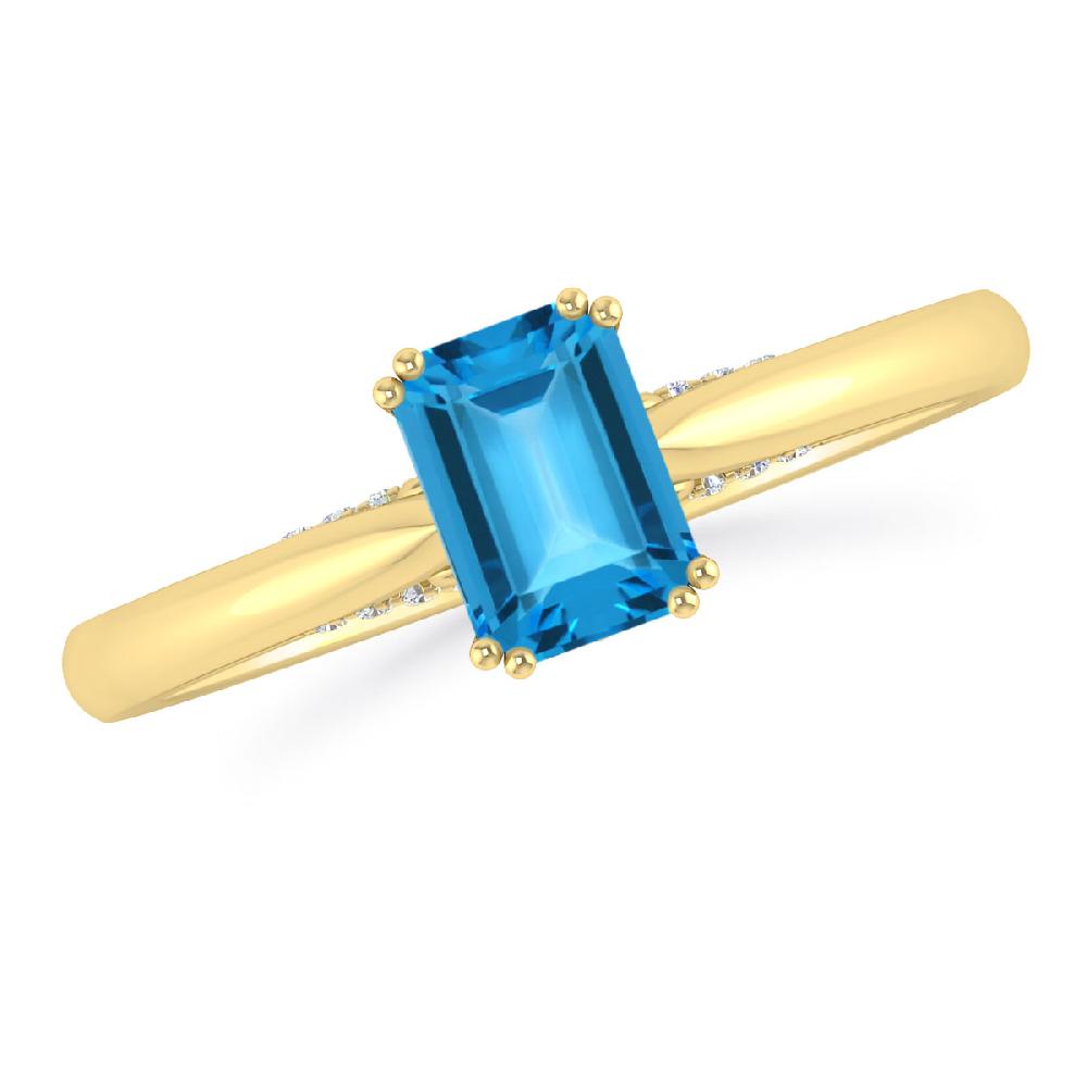 Yellow Gold - Blue Topaz