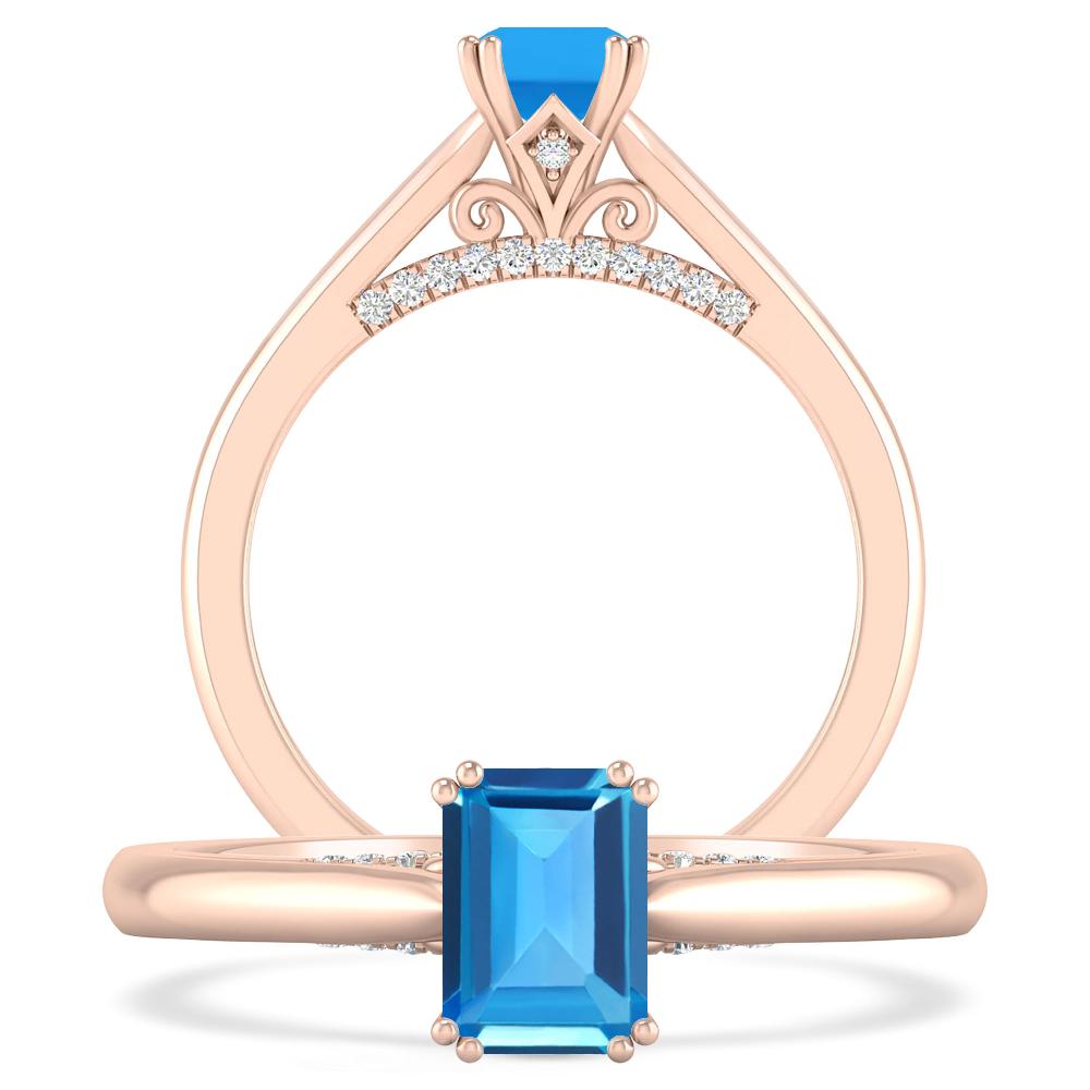 Rose Gold - Blue Topaz