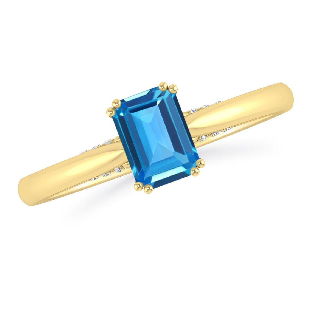 Yellow Gold - Blue Topaz