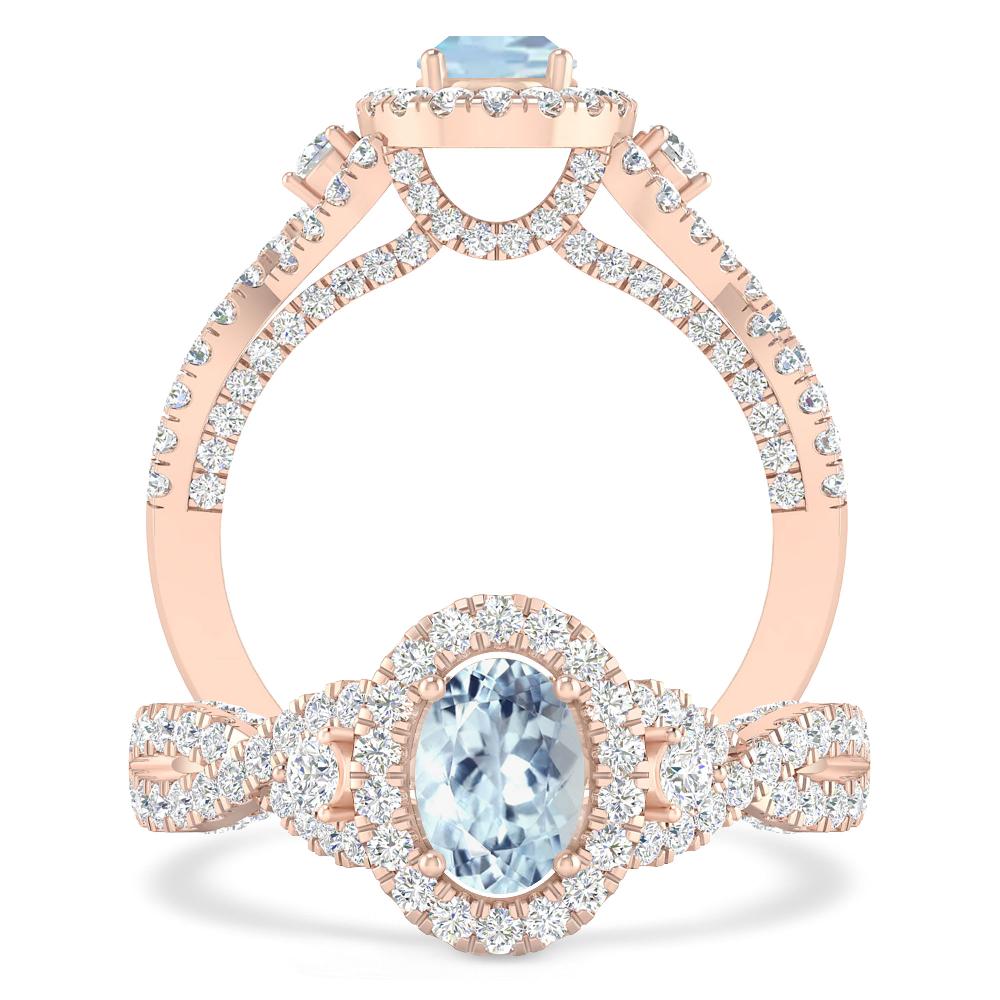 Rose Gold - Aquamarine