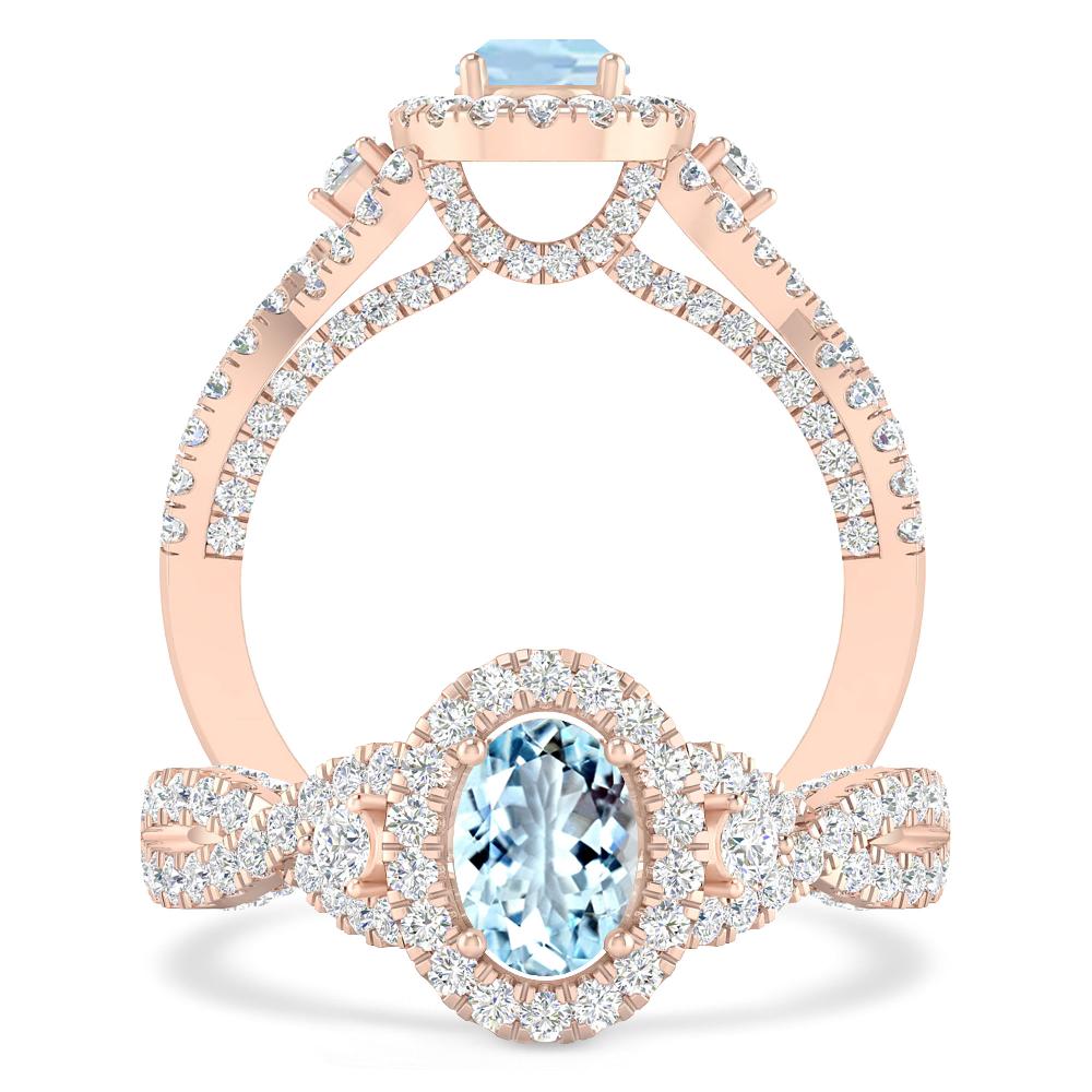 Rose Gold - Aquamarine