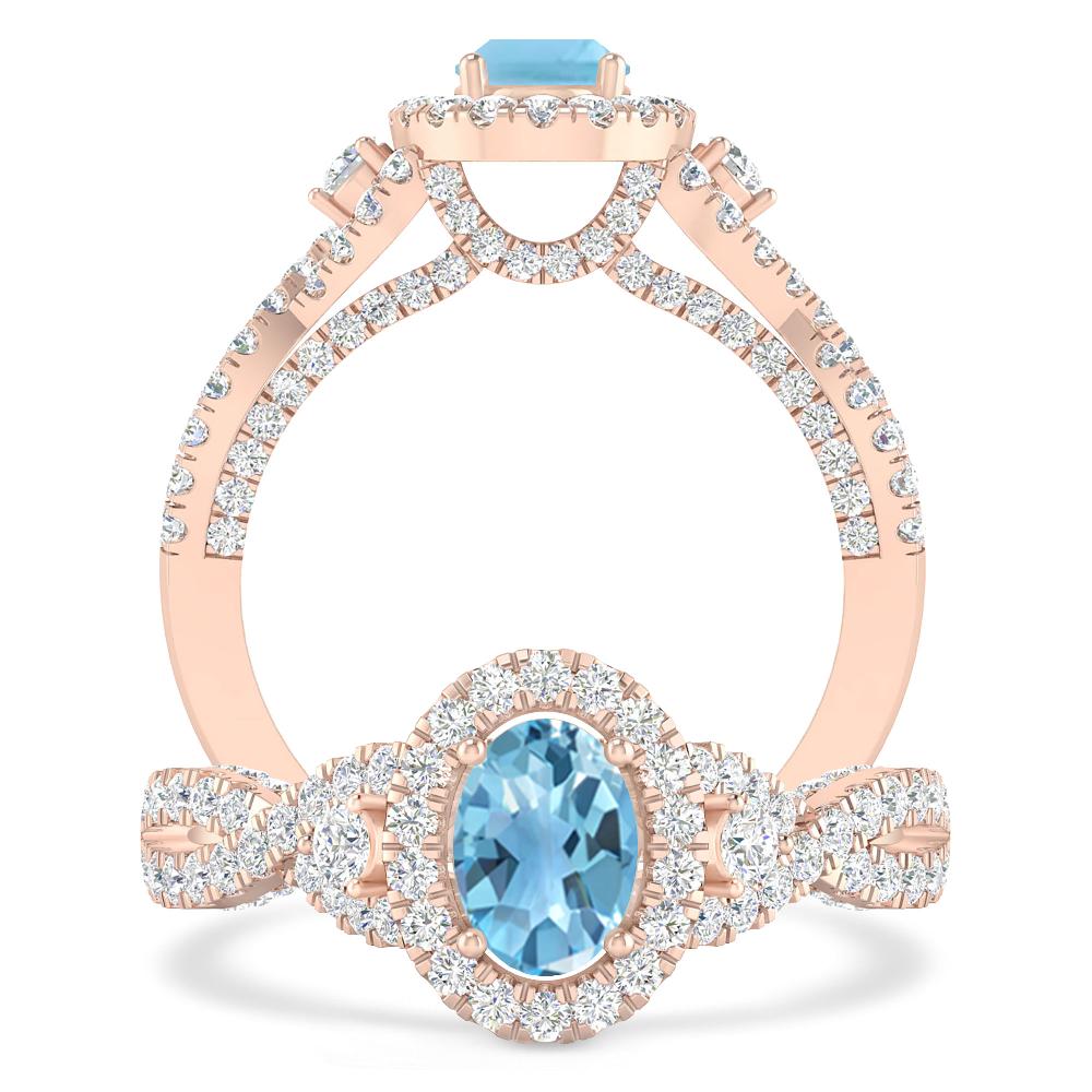 Rose Gold - Blue Topaz