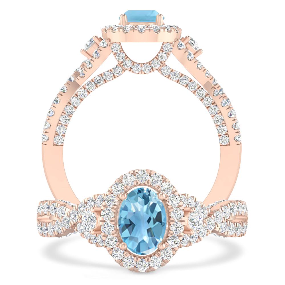 Rose Gold - Blue Topaz