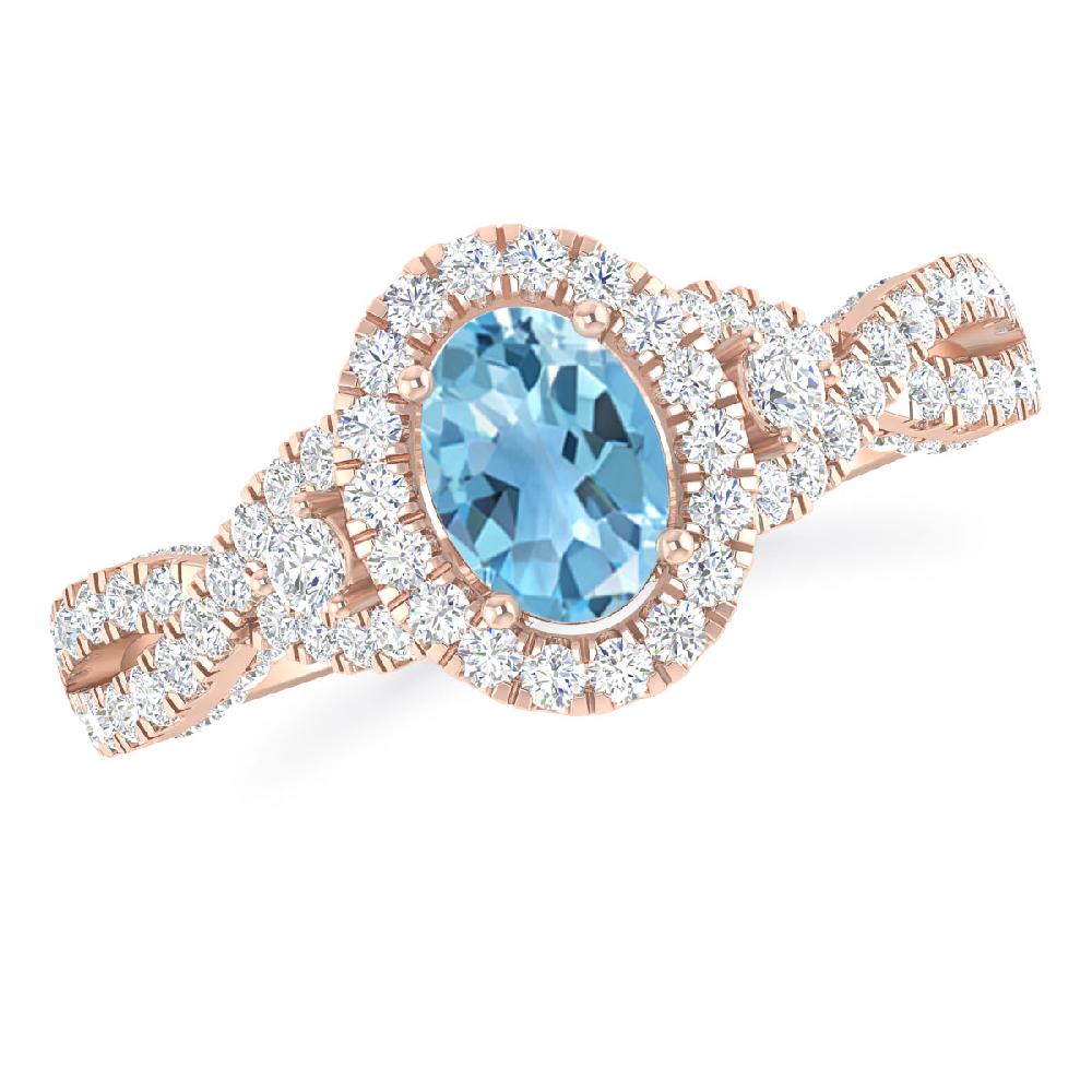 Rose Gold - Blue Topaz