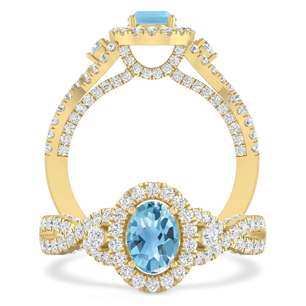 Yellow Gold - Blue Topaz