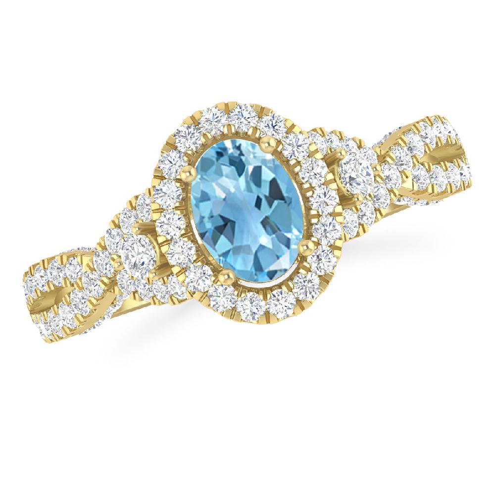 Yellow Gold - Blue Topaz