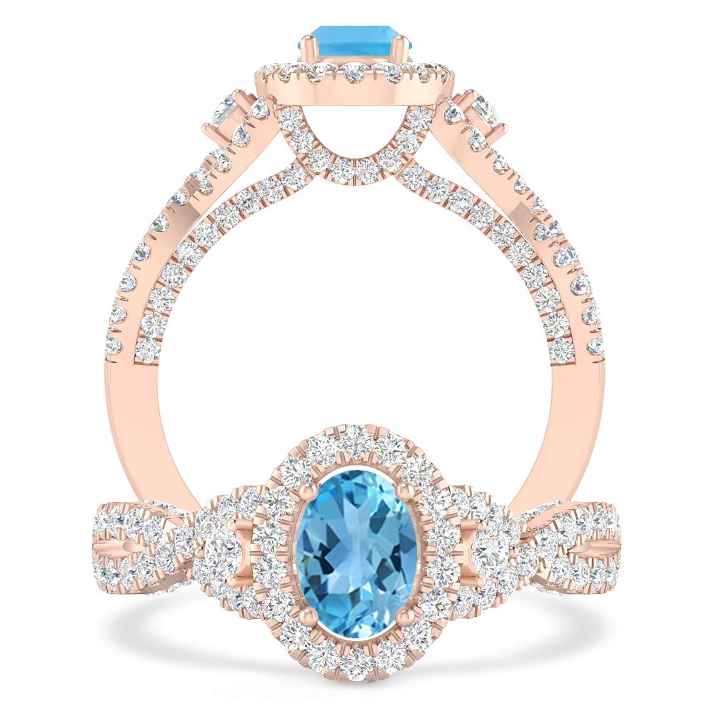 Rose Gold - Blue Topaz