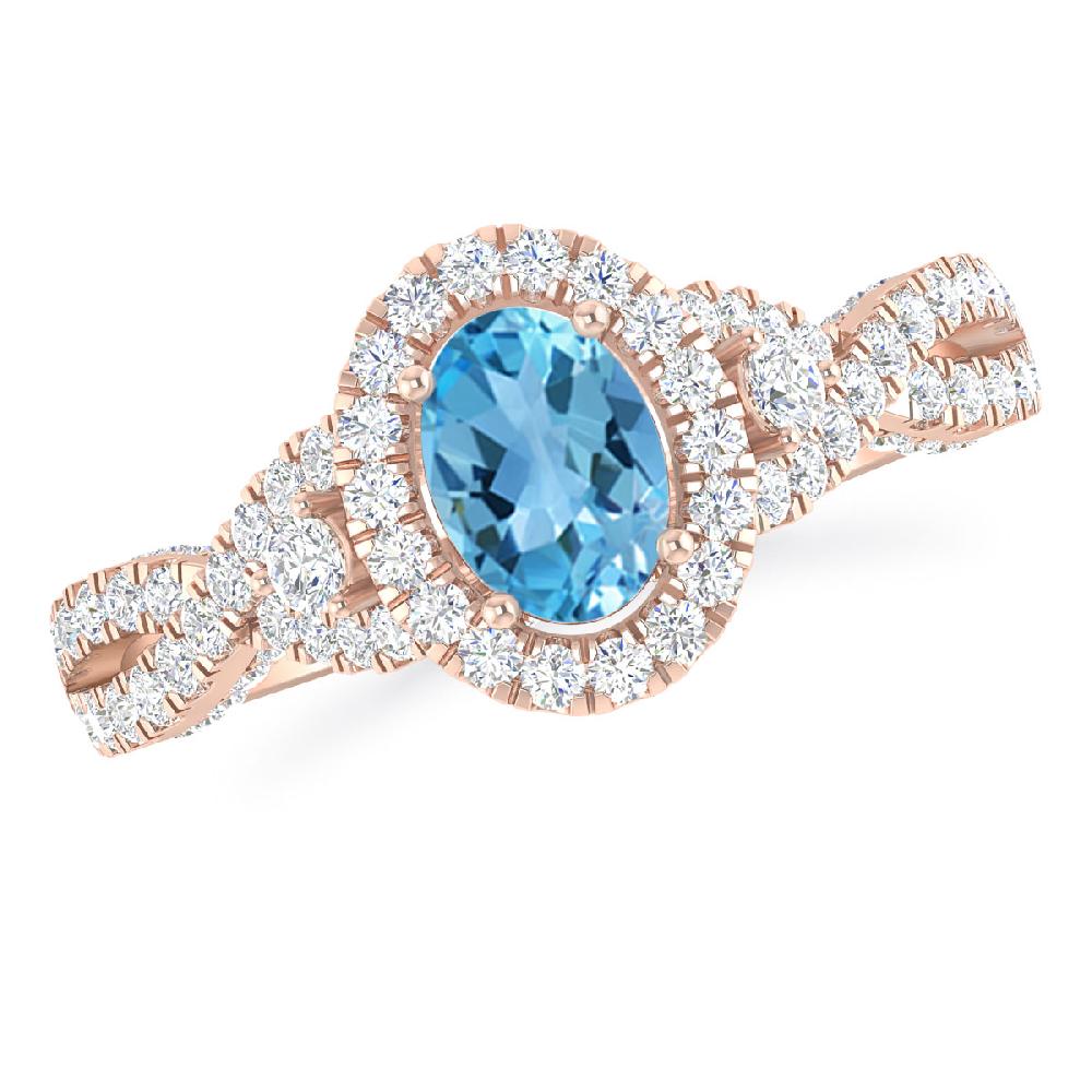 Rose Gold - Blue Topaz