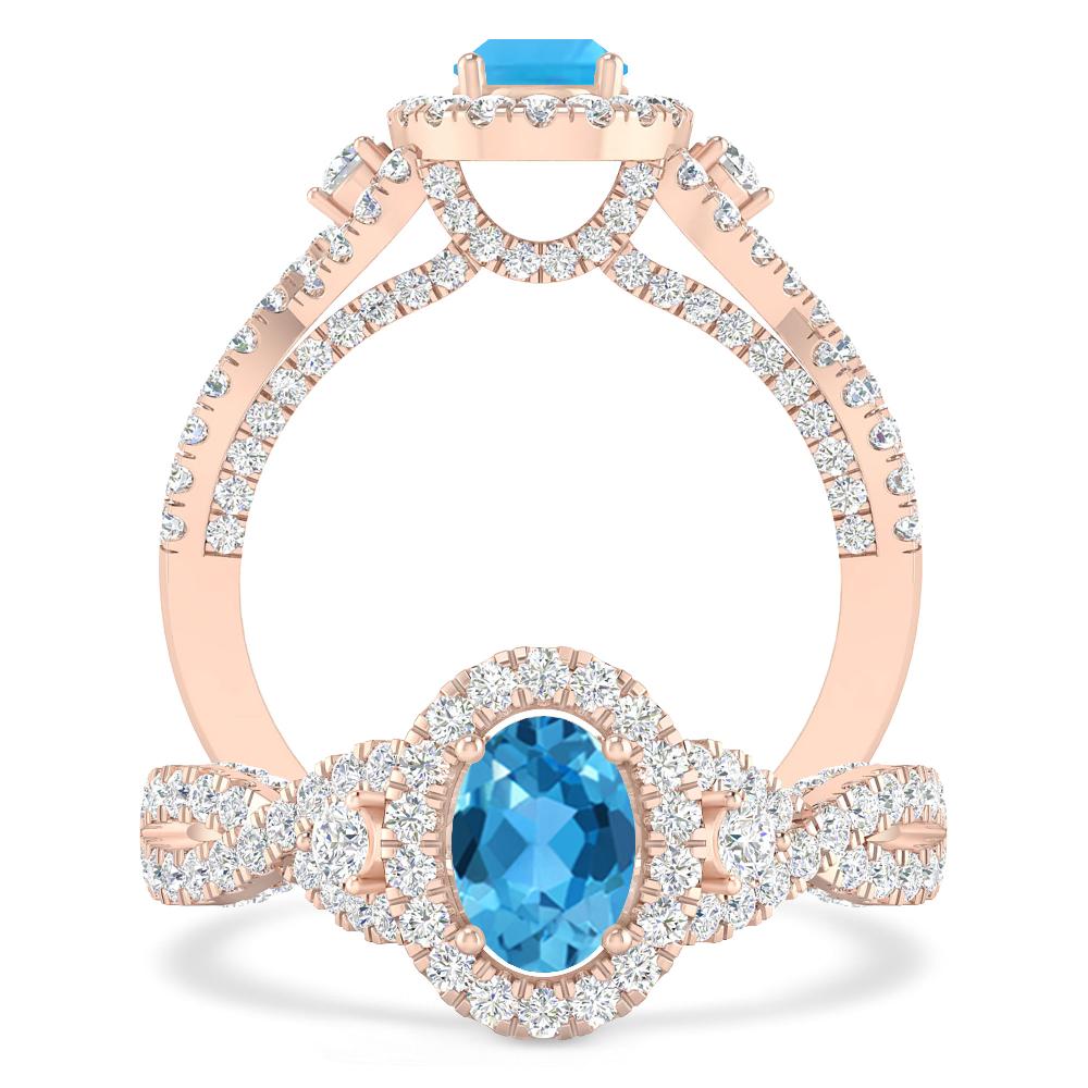 Rose Gold - Blue Topaz