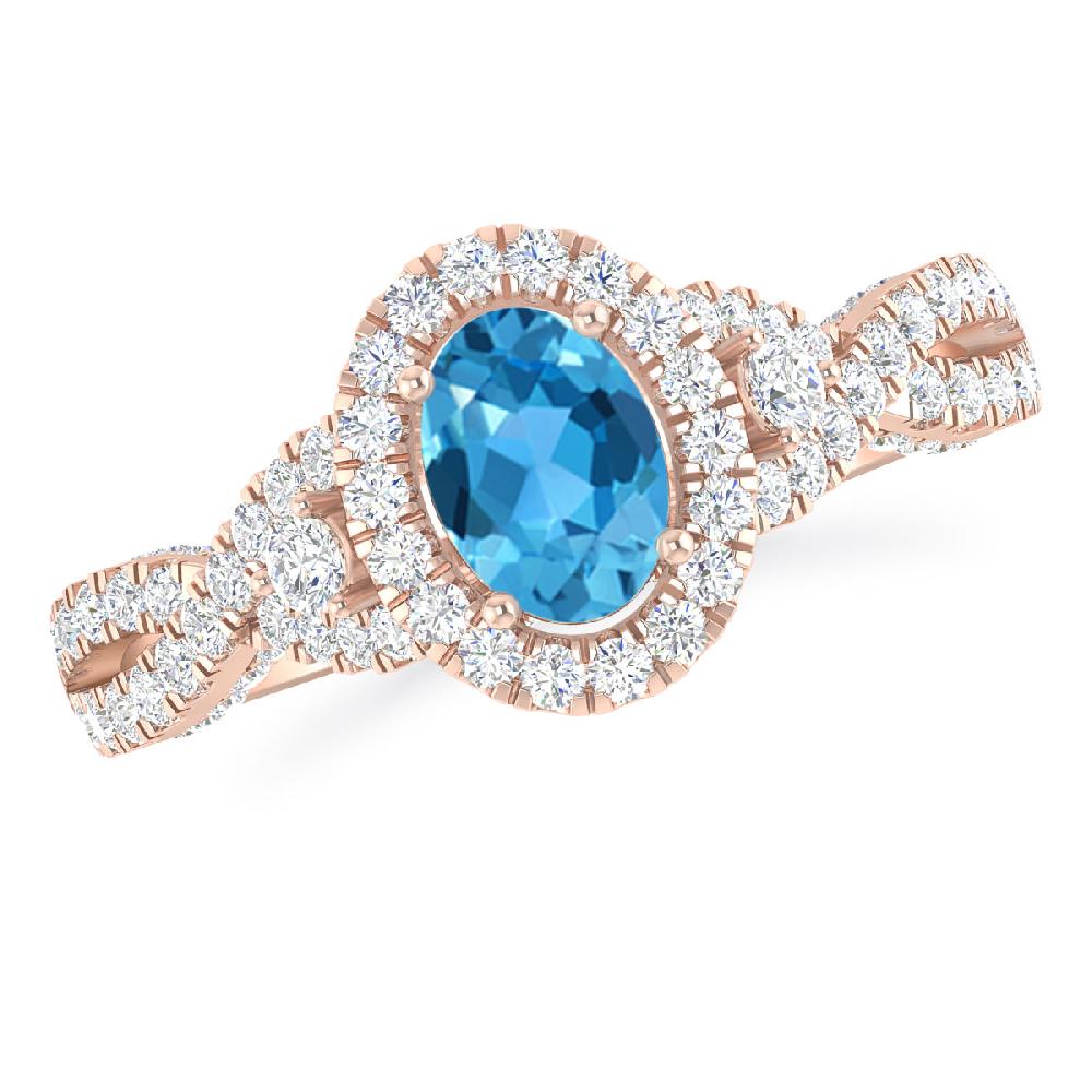 Rose Gold - Blue Topaz