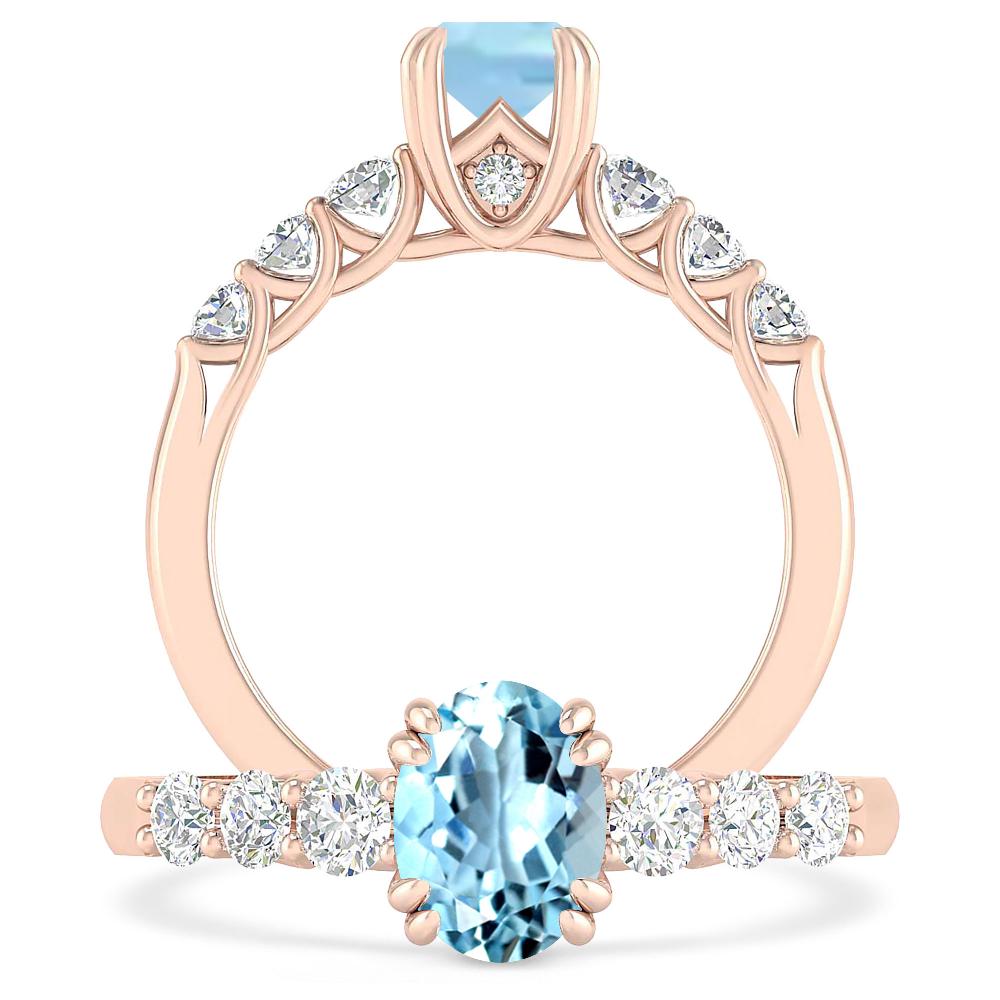 Rose Gold - Aquamarine