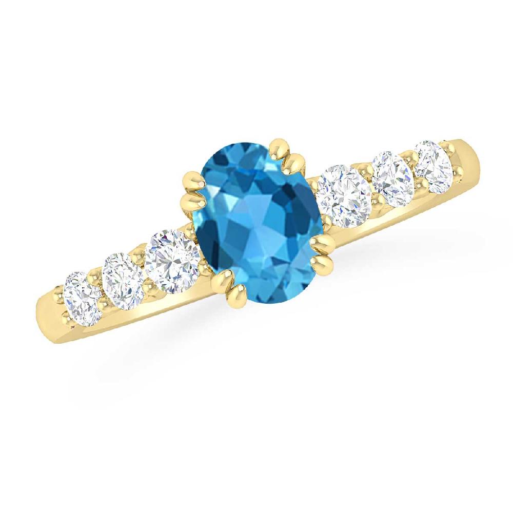 Yellow Gold - Blue Topaz