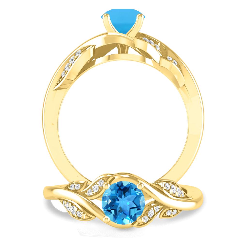 Yellow Gold - Blue Topaz