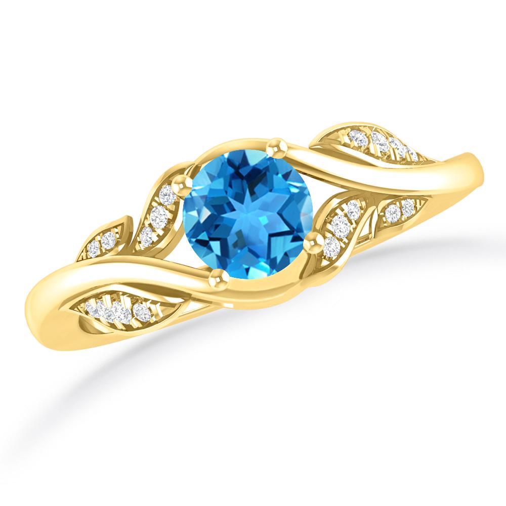 Yellow Gold - Blue Topaz