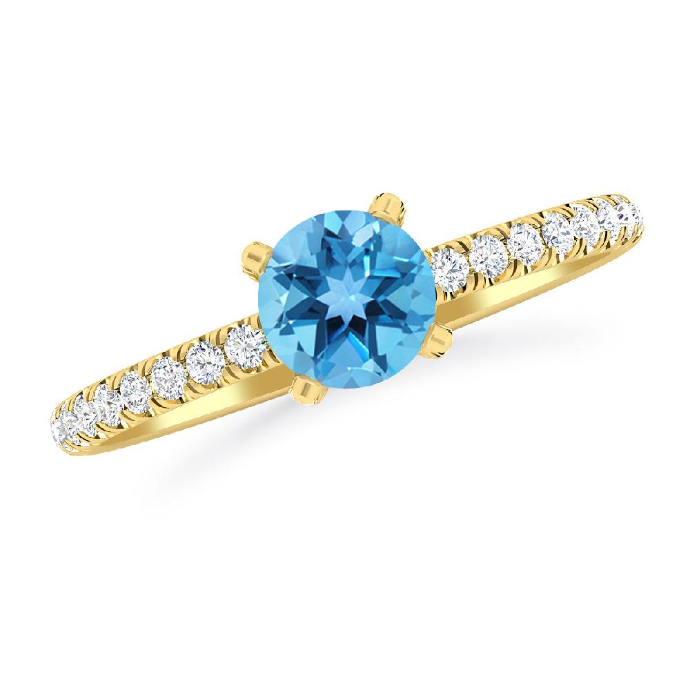 Yellow Gold - Blue Topaz